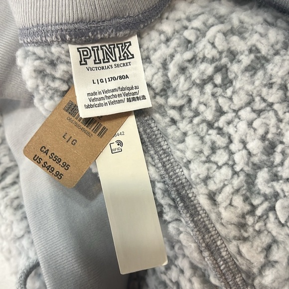 PINK High Waist Sherpa Joggers Gray NWT Cozy Sz L - Picture 5 of 10